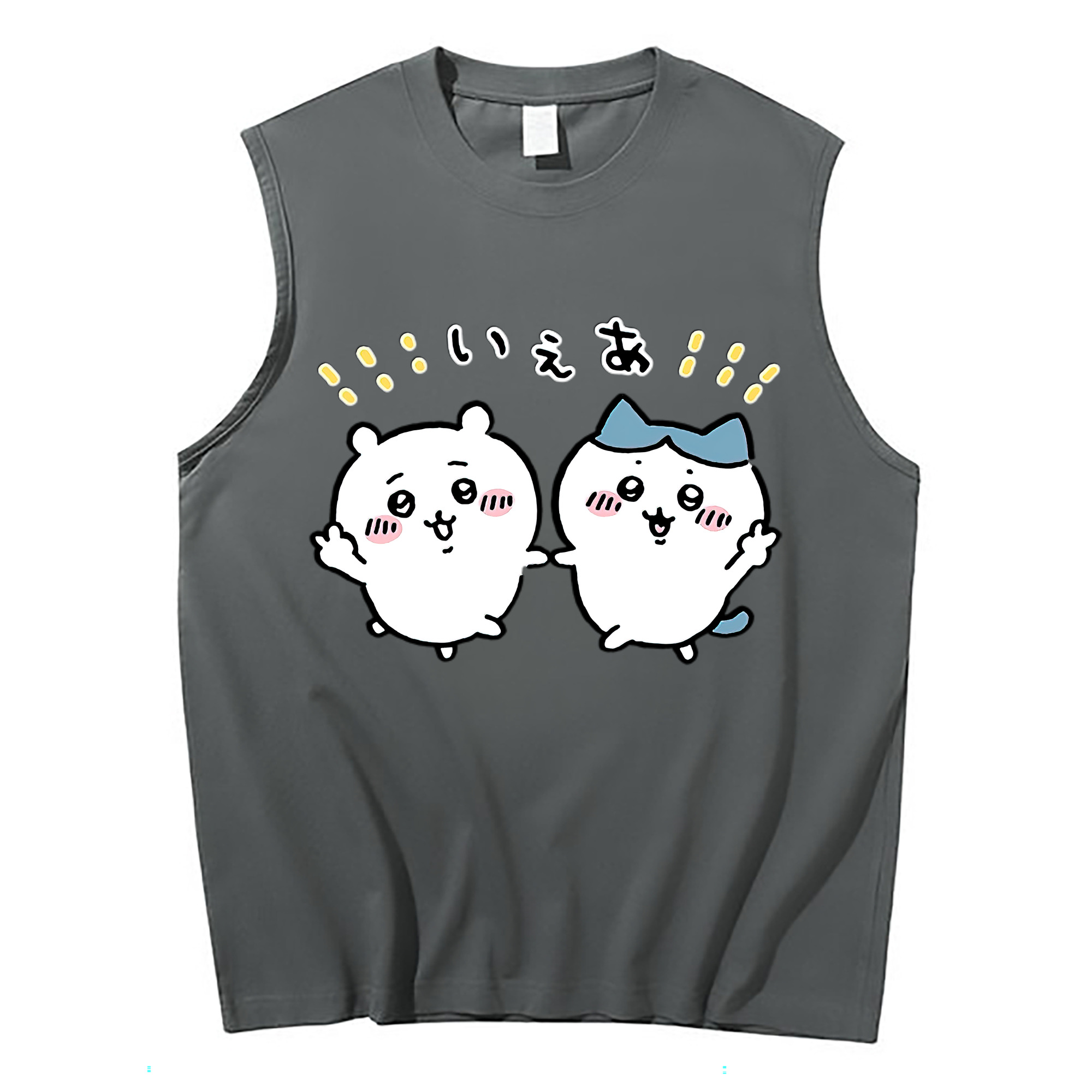 （画像用） ちいかわ ハチワレ Chii-kawa hachiware コットン100％タンクトップ（フロントプリント）